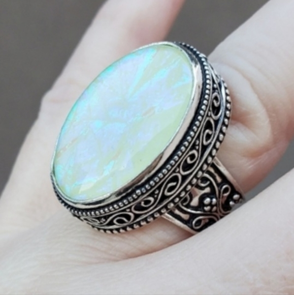 New Dichroic Glass 925 Silver Ring. - Picture 2 of 16
